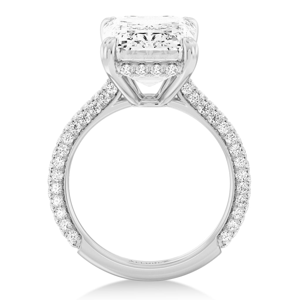 Emerald Lab Diamond Engagement Ring 14K White Gold (2.90ct)