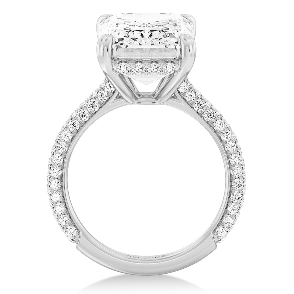 Emerald Lab Diamond Engagement Ring 14K White Gold (4.90ct)