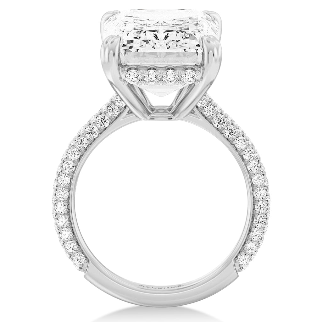 Emerald Lab Diamond Engagement Ring 14K White Gold (8.90ct)