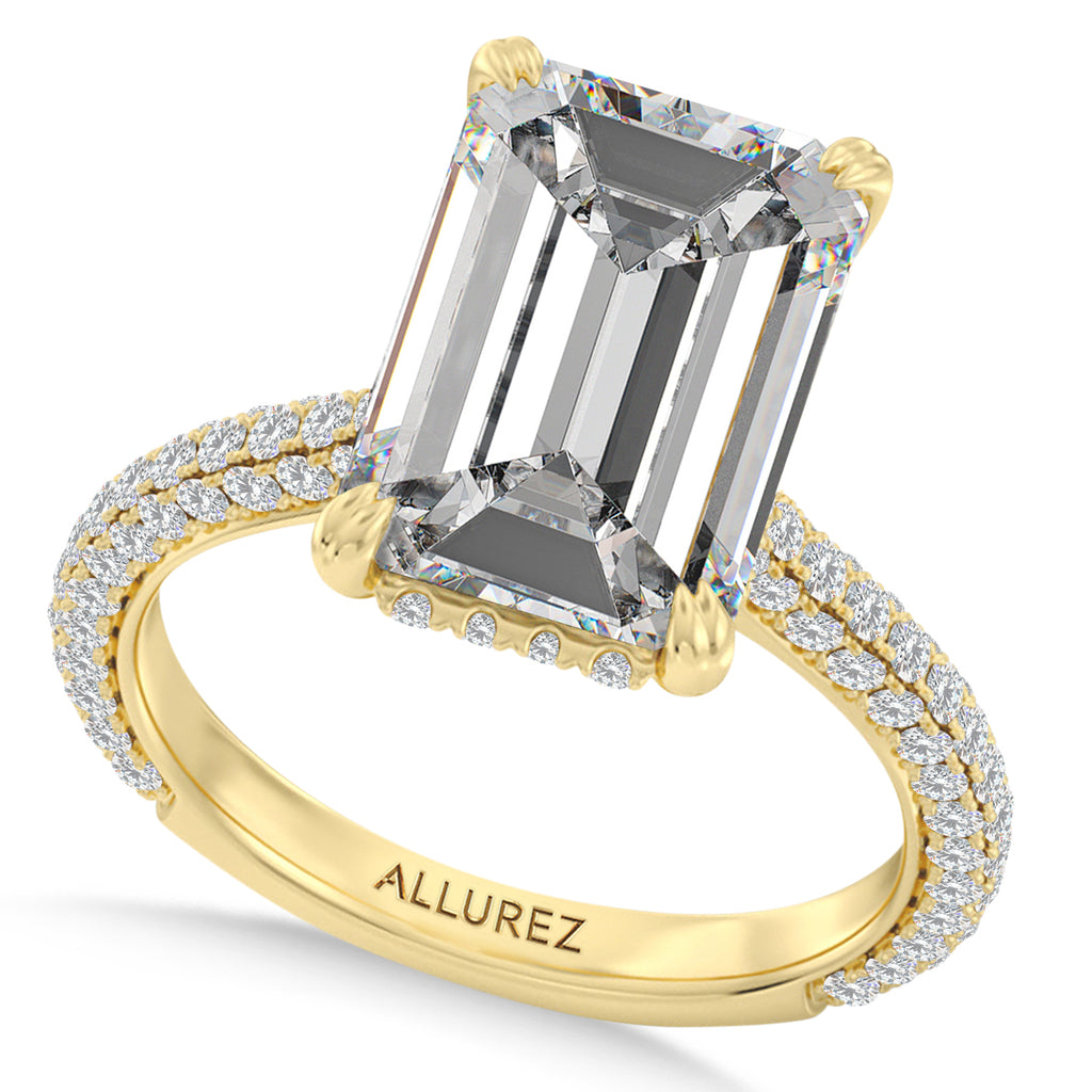 Emerald Lab Diamond Engagement Ring 14K Yellow Gold (3.90ct)