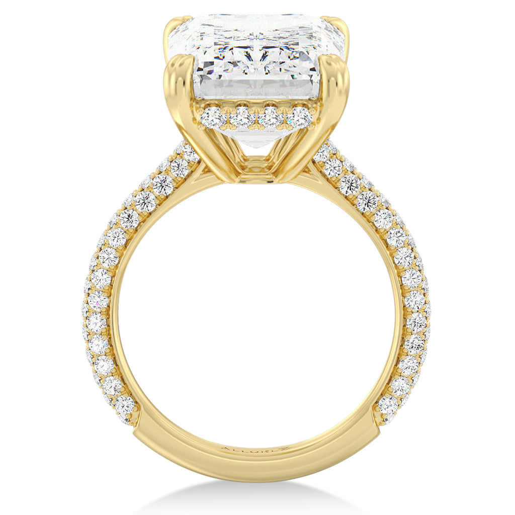 Emerald Lab Diamond Engagement Ring 14K Yellow Gold (6.90ct)