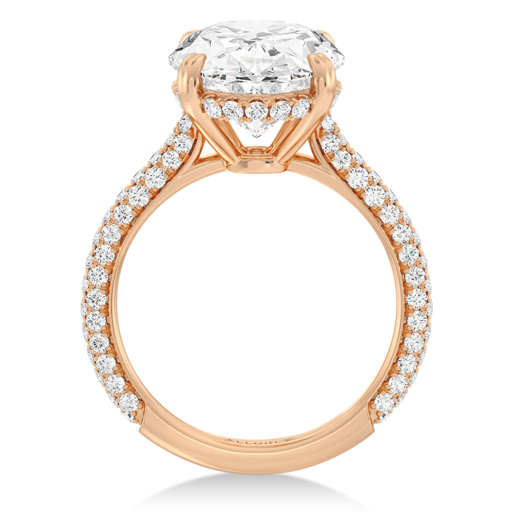 Oval Lab Diamond Engagement Ring 14K Rose Gold (2.90ct)