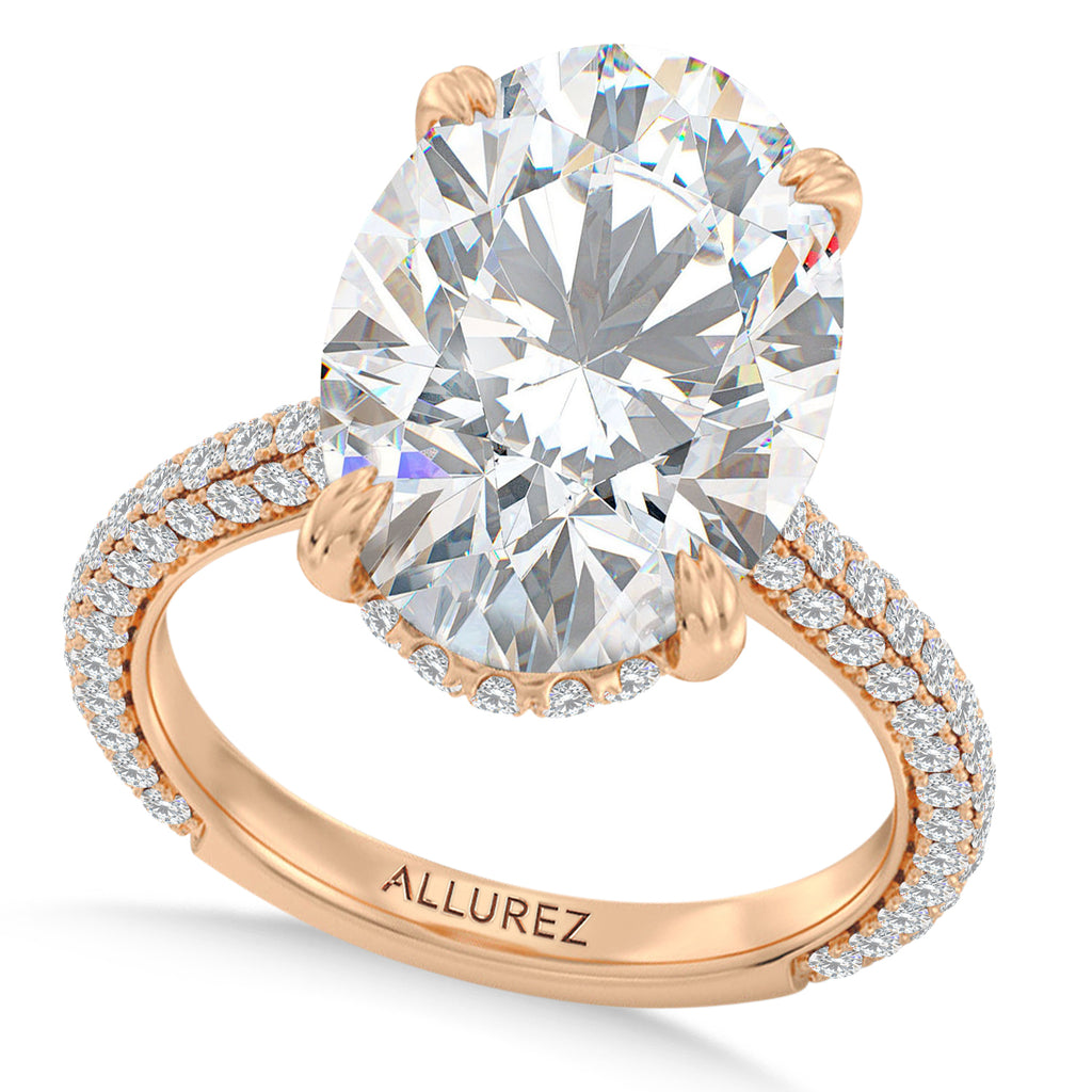 Oval Lab Diamond Engagement Ring 14K Rose Gold (4.90ct)