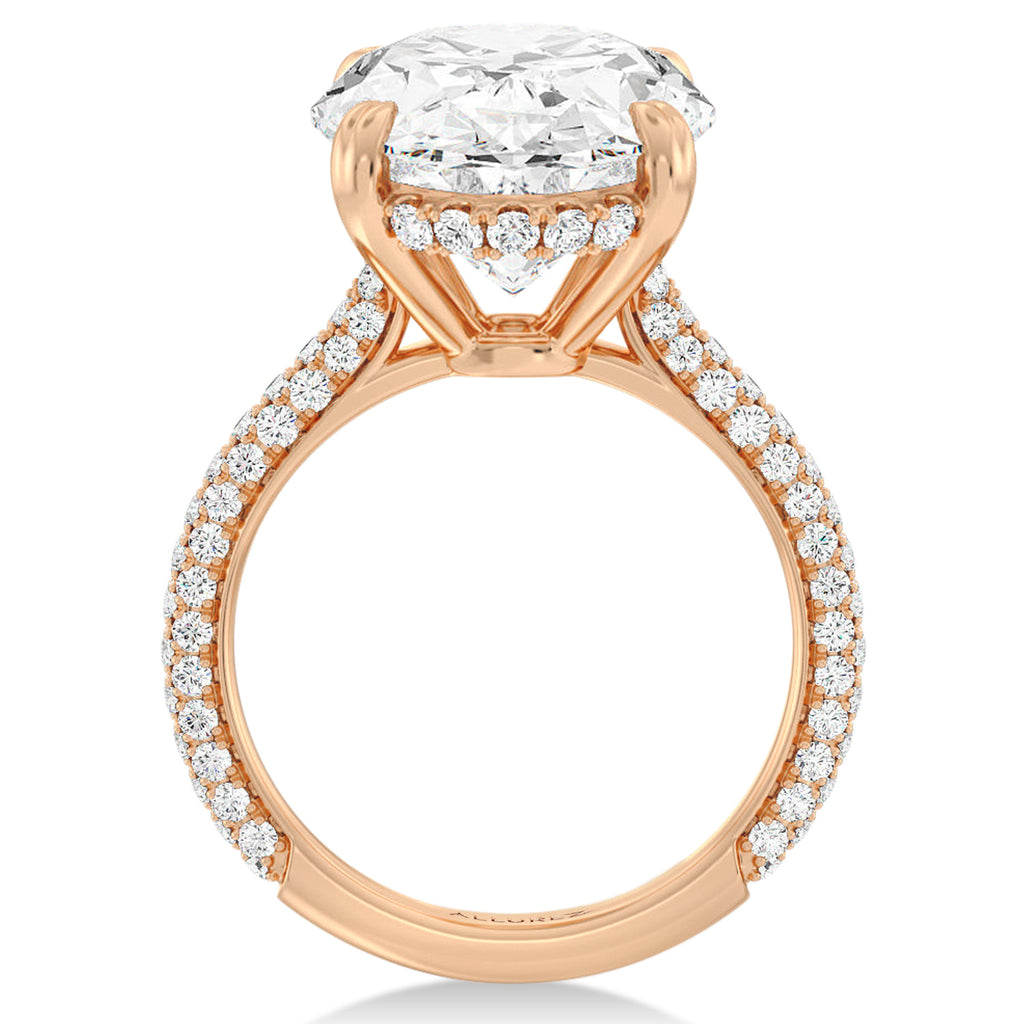 Oval Lab Diamond Engagement Ring 14K Rose Gold (4.90ct)