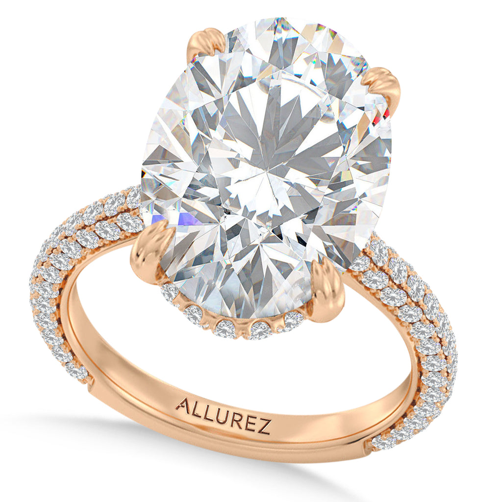 Oval Lab Diamond Engagement Ring 14K Rose Gold (6.90ct)