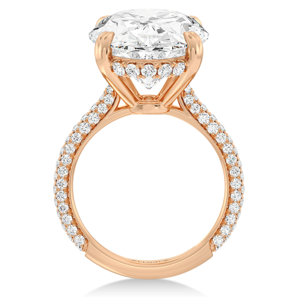 Oval Lab Diamond Engagement Ring 14K Rose Gold (8.90ct)