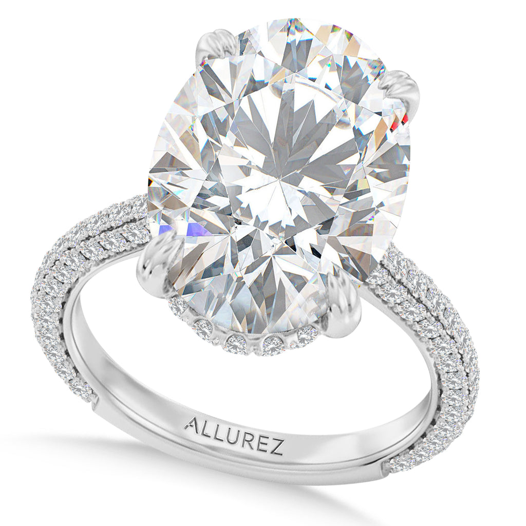 Oval Lab Diamond Engagement Ring 14K White Gold (6.90ct)