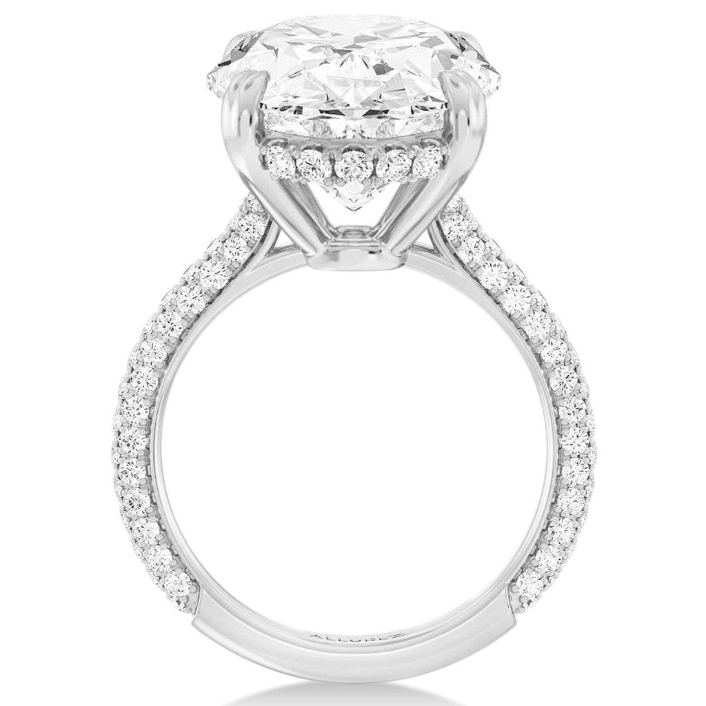 Oval Lab Diamond Engagement Ring 14K White Gold (6.90ct)