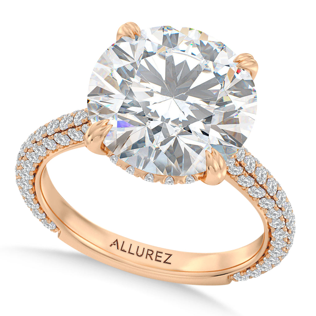 Round Lab Diamond Engagement Ring 14K Rose Gold (2.90ct)