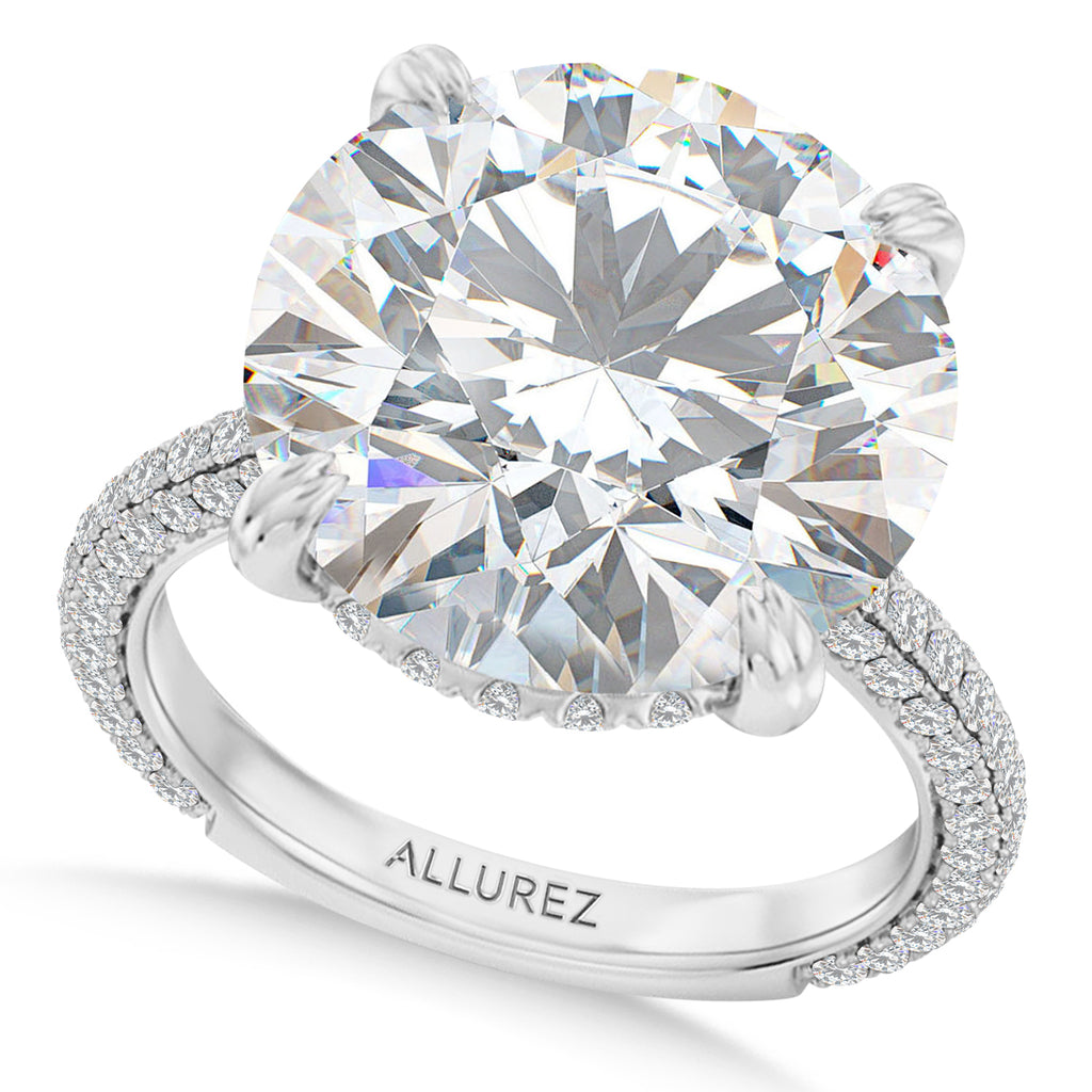 Round Lab Diamond Engagement Ring 14K White Gold (8.90ct)