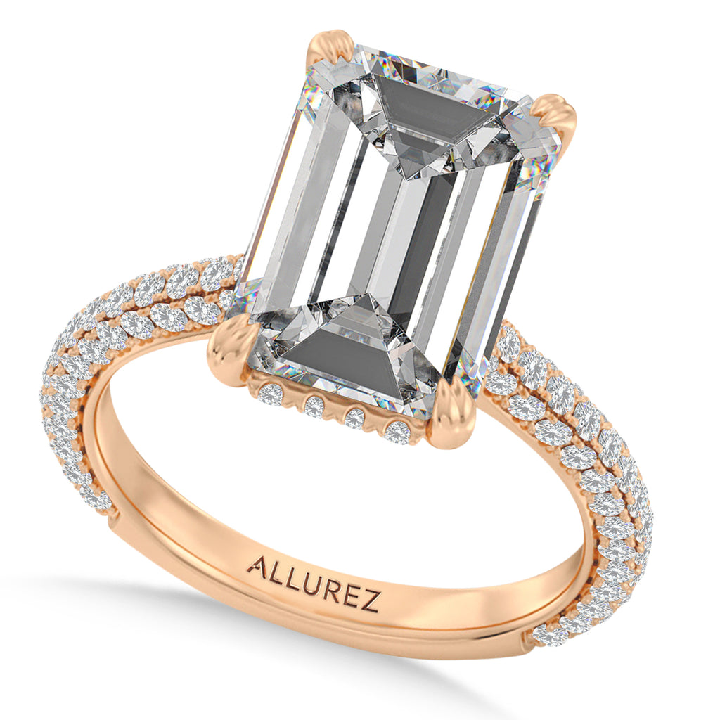 Emerald Lab Diamond Bridal Set 14K Rose Gold (3.77ct)