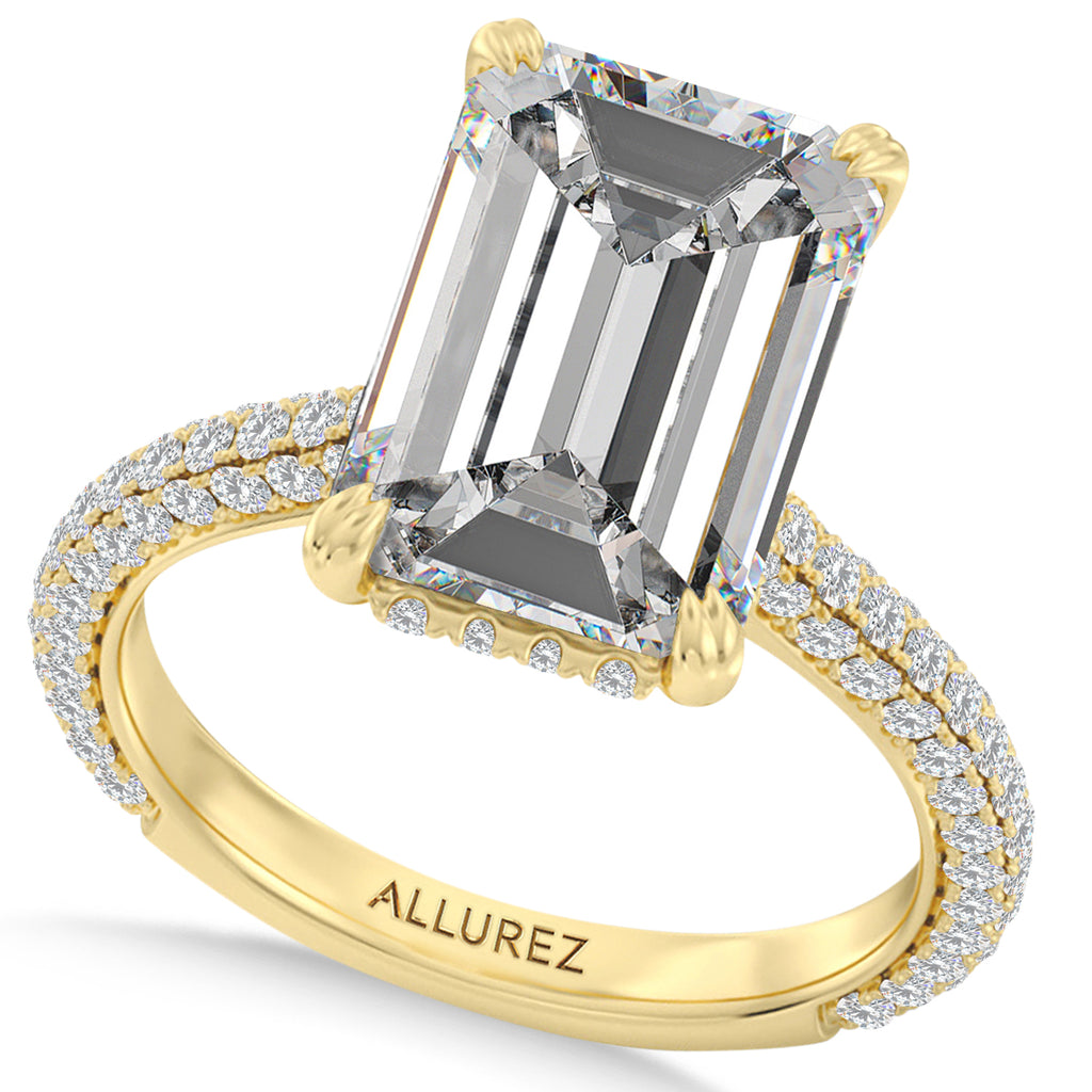 Emerald Lab Diamond Bridal Set 14K Yellow Gold (7.77ct)