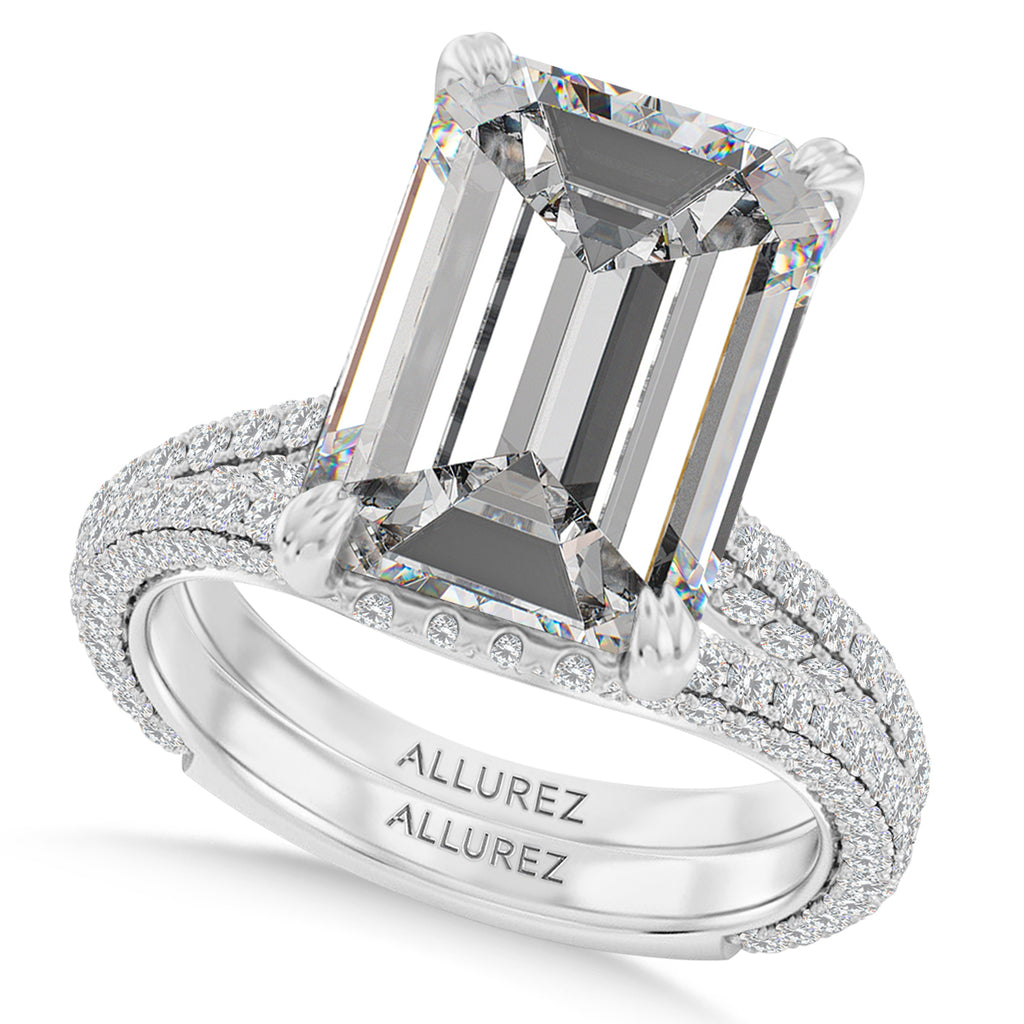 Emerald Lab Diamond Bridal Set Platinum (9.77ct)