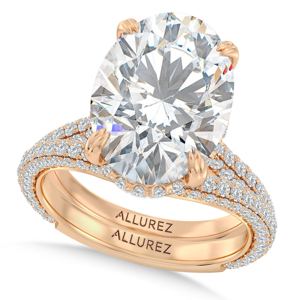 Oval Lab Diamond Bridal Set 14K Rose Gold (7.77ct)
