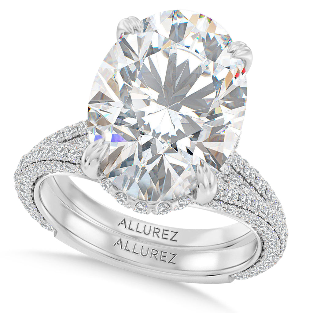 Oval Lab Diamond Bridal Set 14K White Gold (9.77ct)