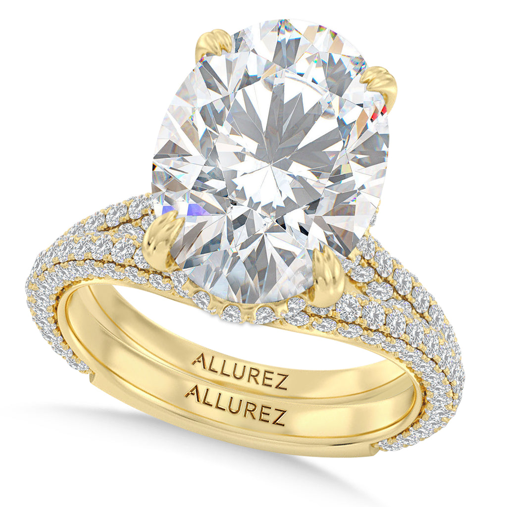 Oval Lab Diamond Bridal Set 14K Yellow Gold (5.77ct)