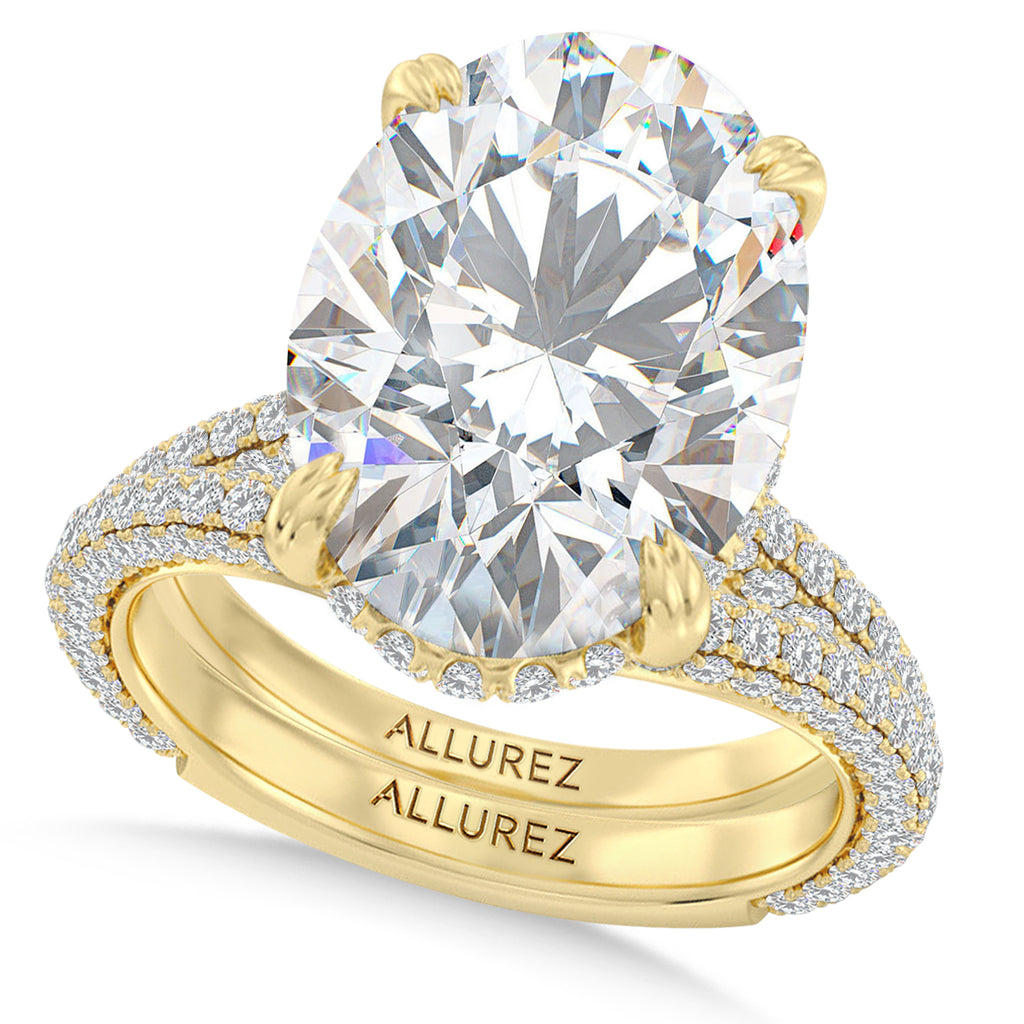 Oval Lab Diamond Bridal Set 14K Yellow Gold (9.77ct)