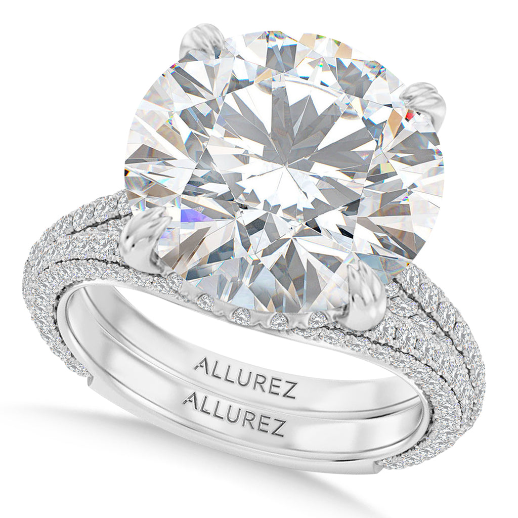 Round Lab Diamond Bridal Set 14K White Gold (9.77ct)