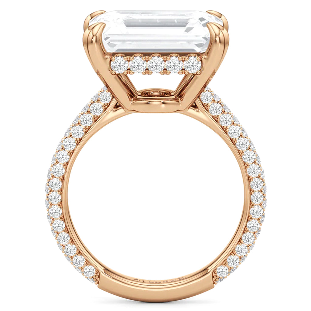 East-West Emerald Lab Diamond Engagement Ring 14K Rose Gold (6.90ct)