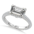 East-West Emerald Lab Diamond Engagement Ring 14K White Gold (2.90ct)