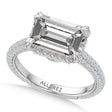 East-West Emerald Lab Diamond Engagement Ring 14K White Gold (3.90ct)