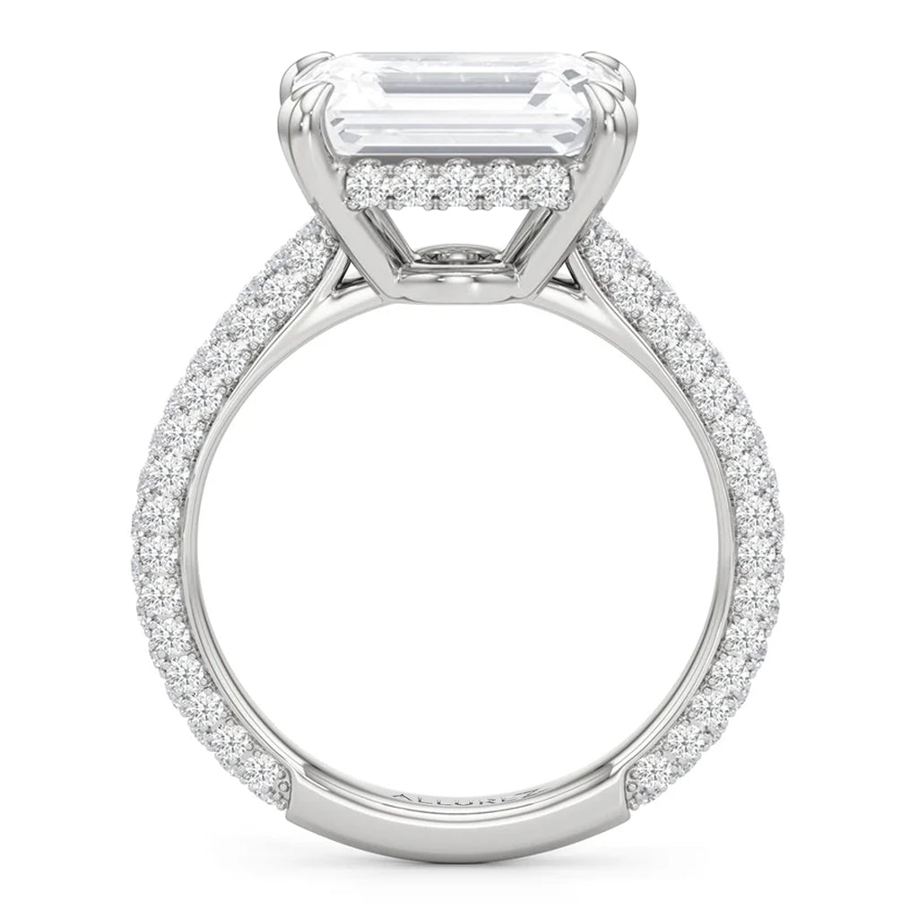 East-West Emerald Lab Diamond Engagement Ring 14K White Gold (3.90ct)