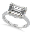 East-West Emerald Lab Diamond Engagement Ring 14K White Gold (6.90ct)