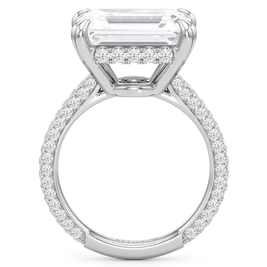 East-West Emerald Lab Diamond Engagement Ring 14K White Gold (6.90ct)