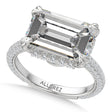 East-West Emerald Lab Diamond Engagement Ring 14K White Gold (8.90ct)