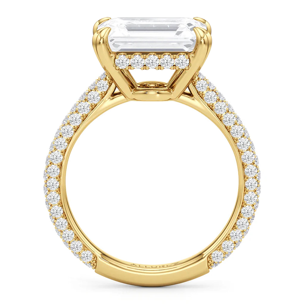 East-West Emerald Lab Diamond Engagement Ring 14K Yellow Gold (3.90ct)