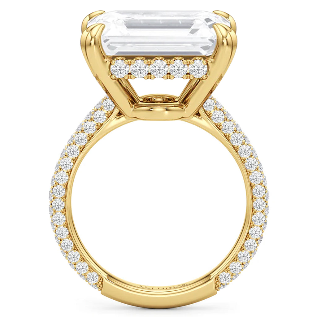 East-West Emerald Lab Diamond Engagement Ring 14K Yellow Gold (8.90ct)