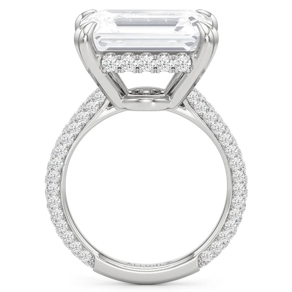 East-West Emerald Lab Diamond Engagement Ring Platinum (8.90ct)