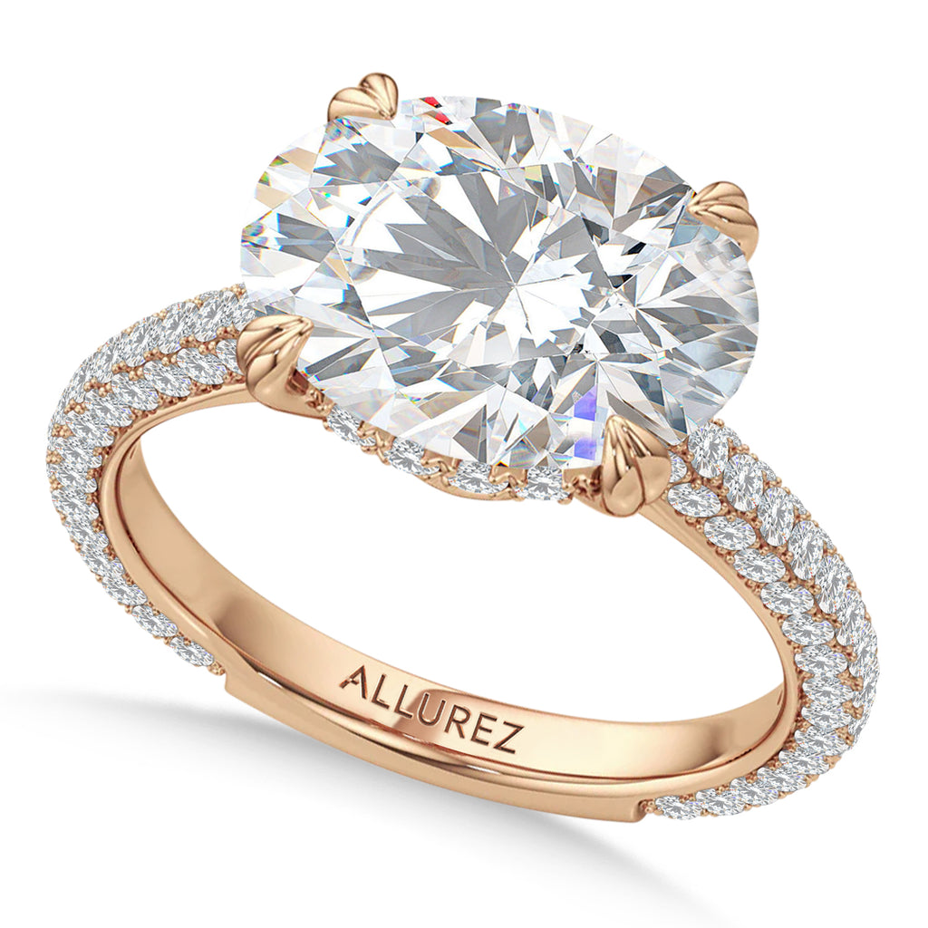East-West Oval Lab Diamond Engagement Ring 14K Rose Gold (4.90ct)