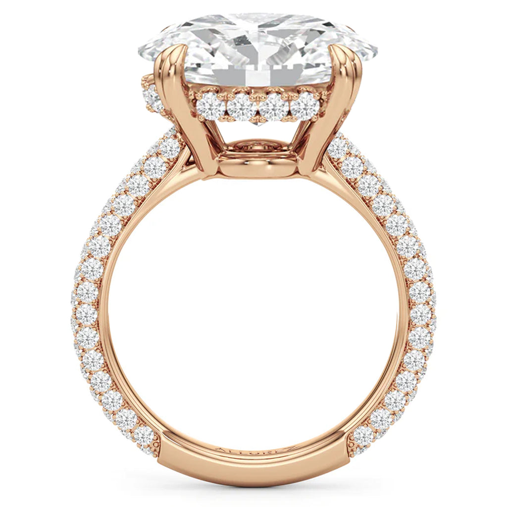 East-West Oval Lab Diamond Engagement Ring 14K Rose Gold (6.90ct)