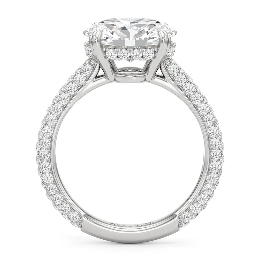 East-West Oval Lab Diamond Engagement Ring 14K White Gold (2.90ct)