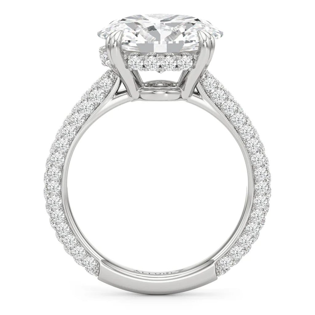 East-West Oval Lab Diamond Engagement Ring 14K White Gold (3.90ct)