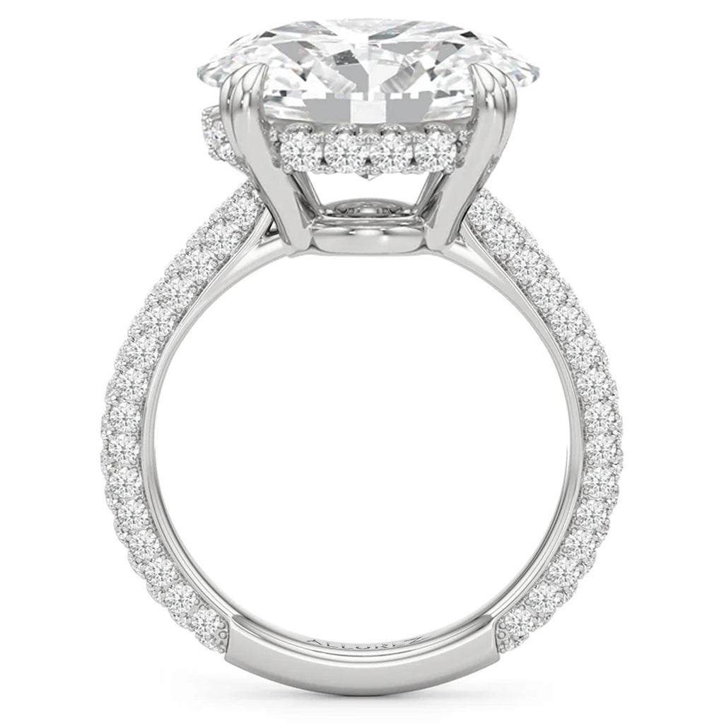 East-West Oval Lab Diamond Engagement Ring 14K White Gold (6.90ct)