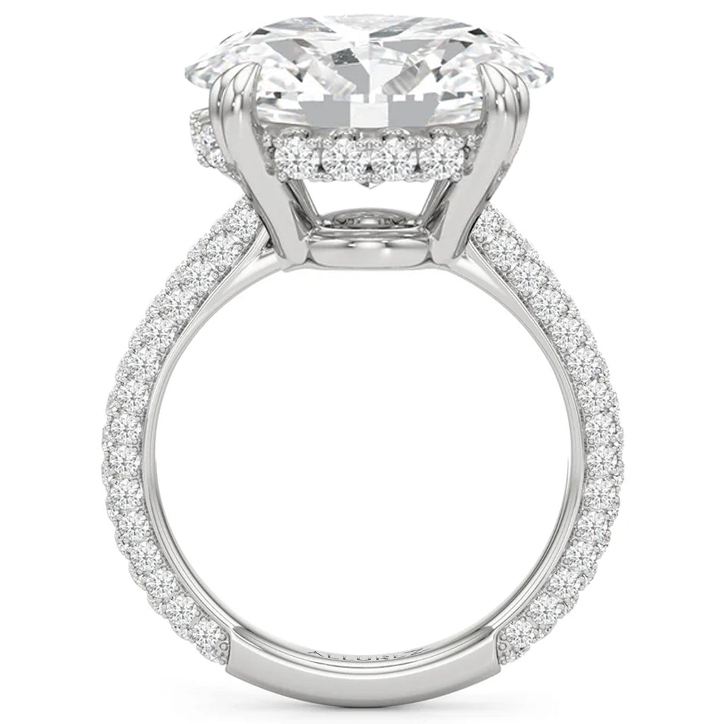 East-West Oval Lab Diamond Engagement Ring 14K White Gold (8.90ct)