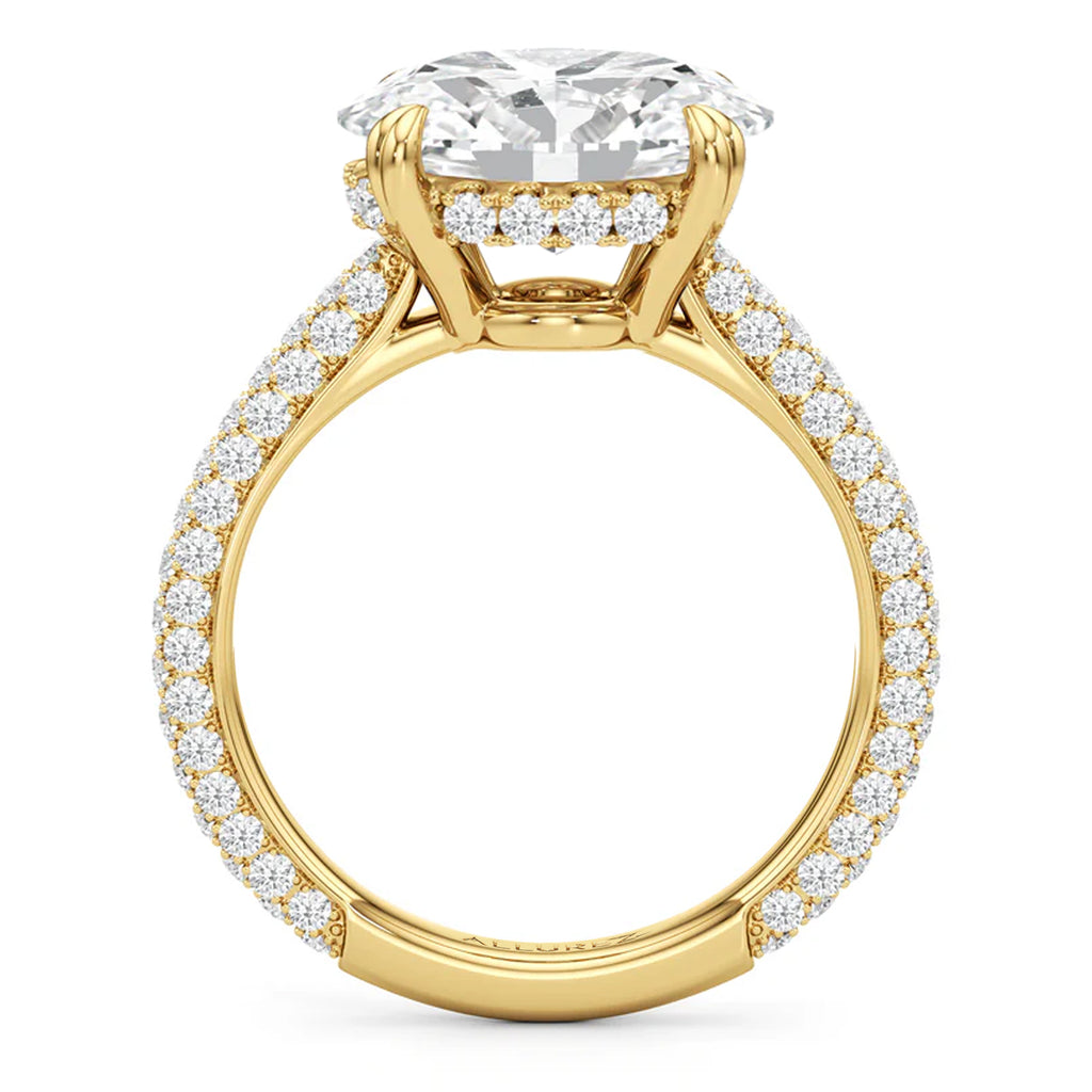 East-West Oval Lab Diamond Engagement Ring 14K Yellow Gold (3.90ct)