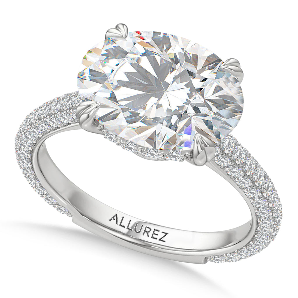 East-West Oval Lab Diamond Engagement Ring Platinum (4.90ct)