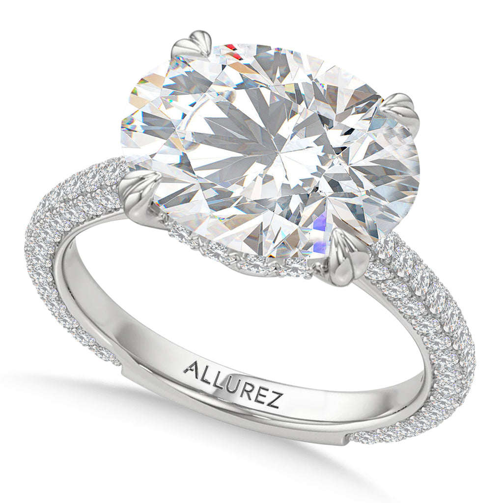 East-West Oval Lab Diamond Engagement Ring Platinum (6.90ct)