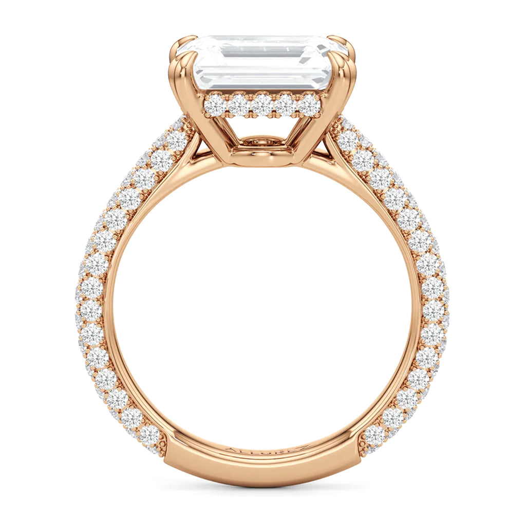 East-West Emerald Lab Diamond Bridal Set 14K Rose Gold (3.77ct)