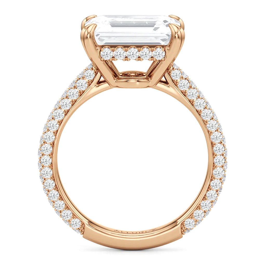 East-West Emerald Lab Diamond Bridal Set 14K Rose Gold (4.77ct)
