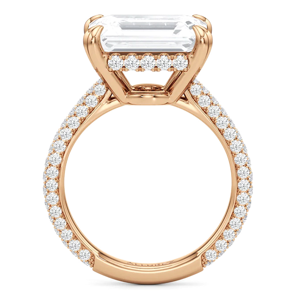 East-West Emerald Lab Diamond Bridal Set 14K Rose Gold (5.77ct)