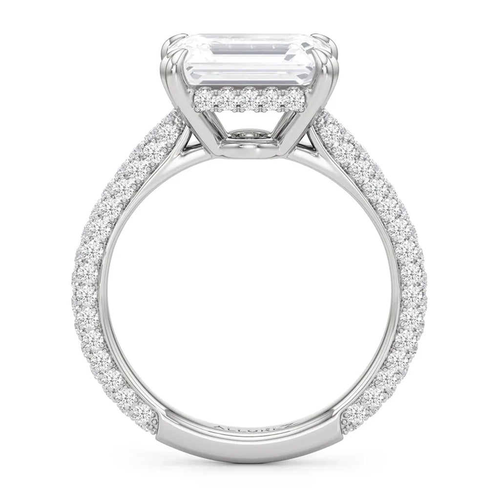 East-West Emerald Lab Diamond Bridal Set 14K White Gold (3.77ct)