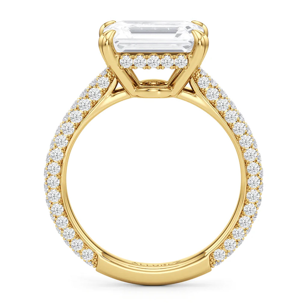 East-West Emerald Lab Diamond Bridal Set 14K Yellow Gold (3.77ct)