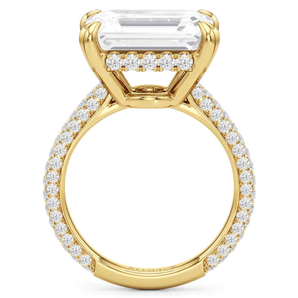 East-West Emerald Lab Diamond Bridal Set 14K Yellow Gold (7.77ct)