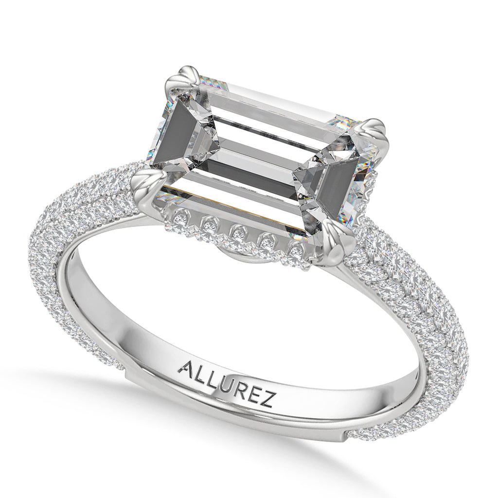 East-West Emerald Lab Diamond Bridal Set Platinum (3.77ct)