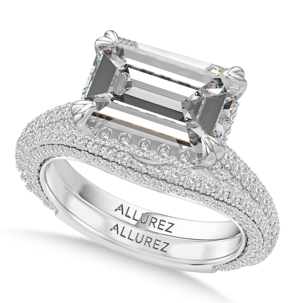 East-West Emerald Lab Diamond Bridal Set Platinum (5.77ct)