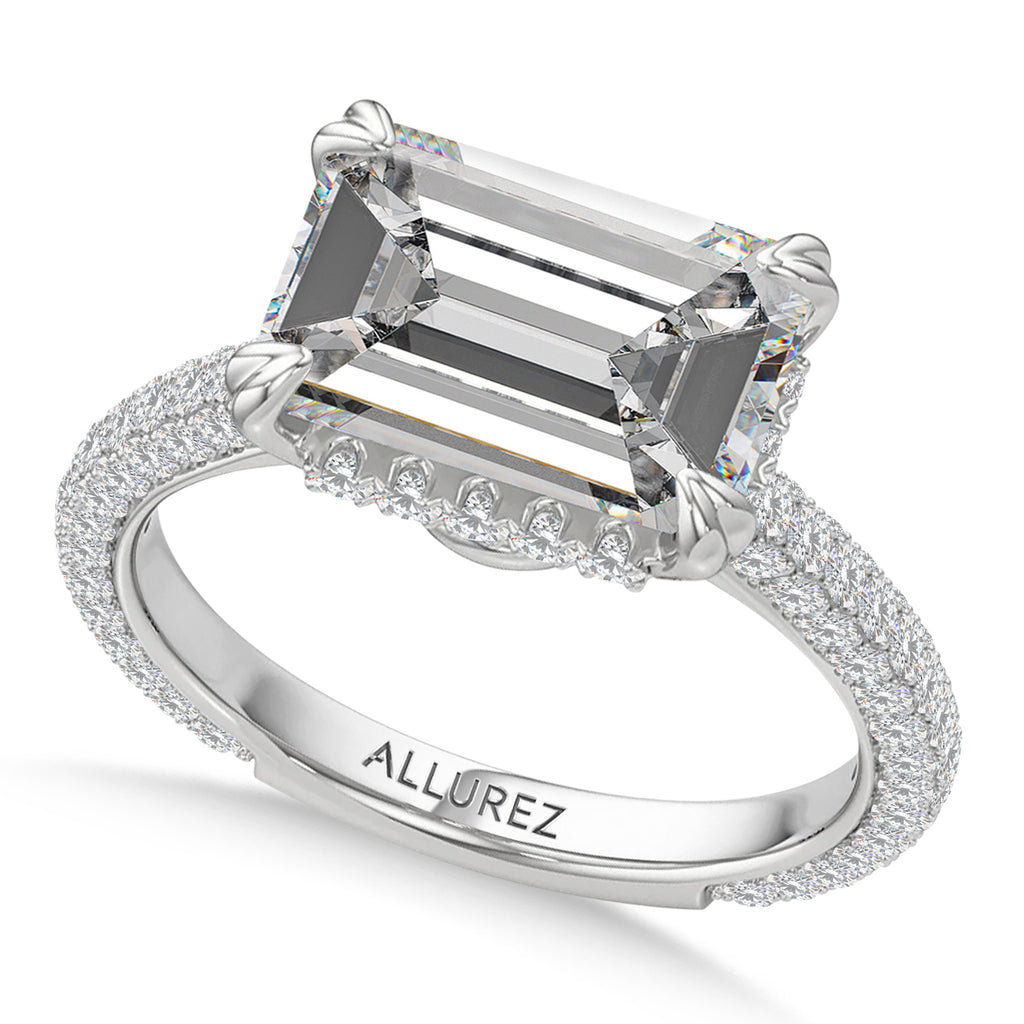 East-West Emerald Lab Diamond Bridal Set Platinum (5.77ct)
